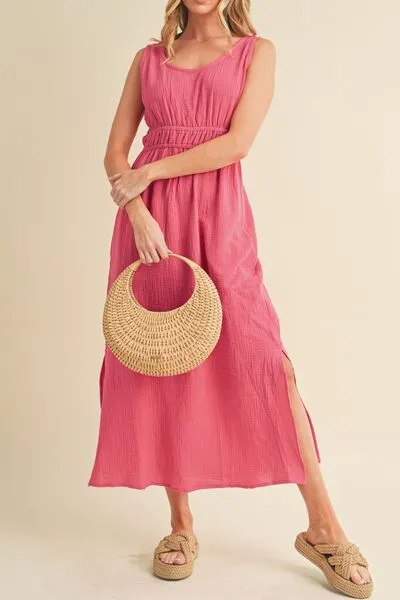 Aemi   Co Side Slit Round Neck Sleeveless Tank Dress