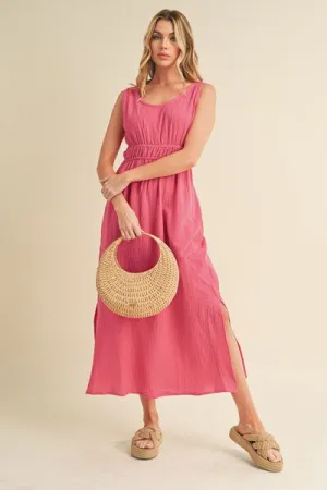 Aemi   Co Side Slit Round Neck Sleeveless Tank Dress