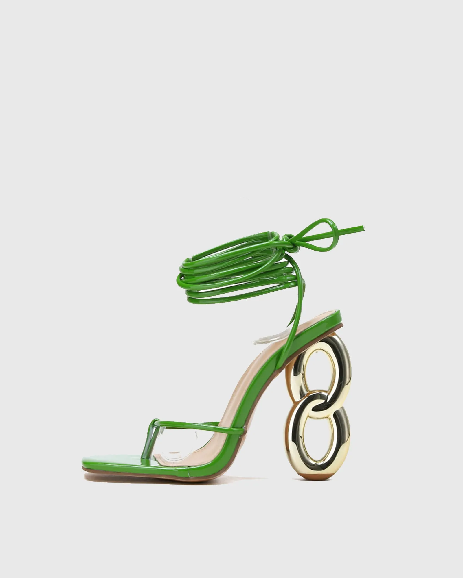 Albina Chain Heel Lace Up Sandals