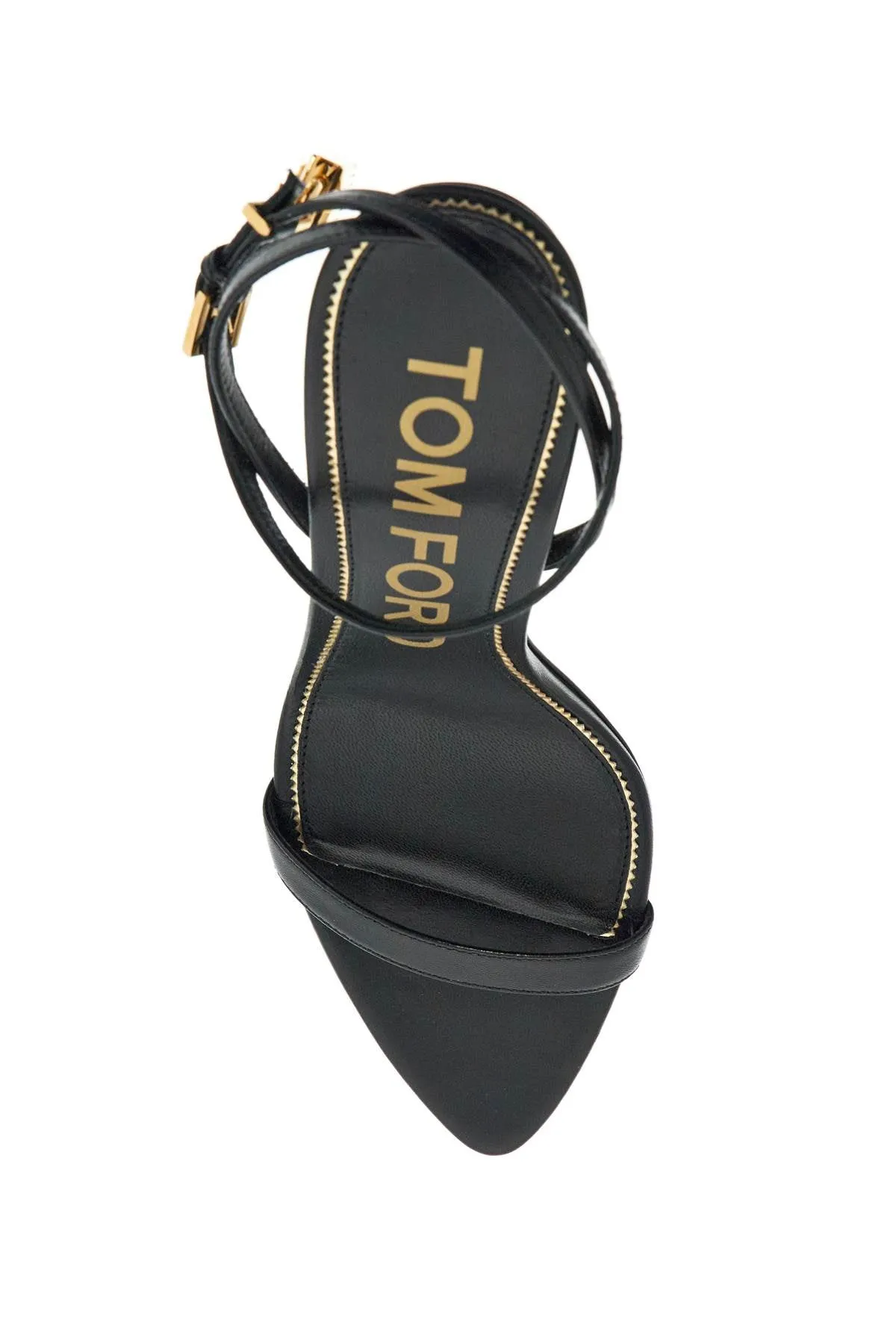 black goat leather sandals with 10 cm stiletto heel and ankle strap W2748 LKD002G BLACK
