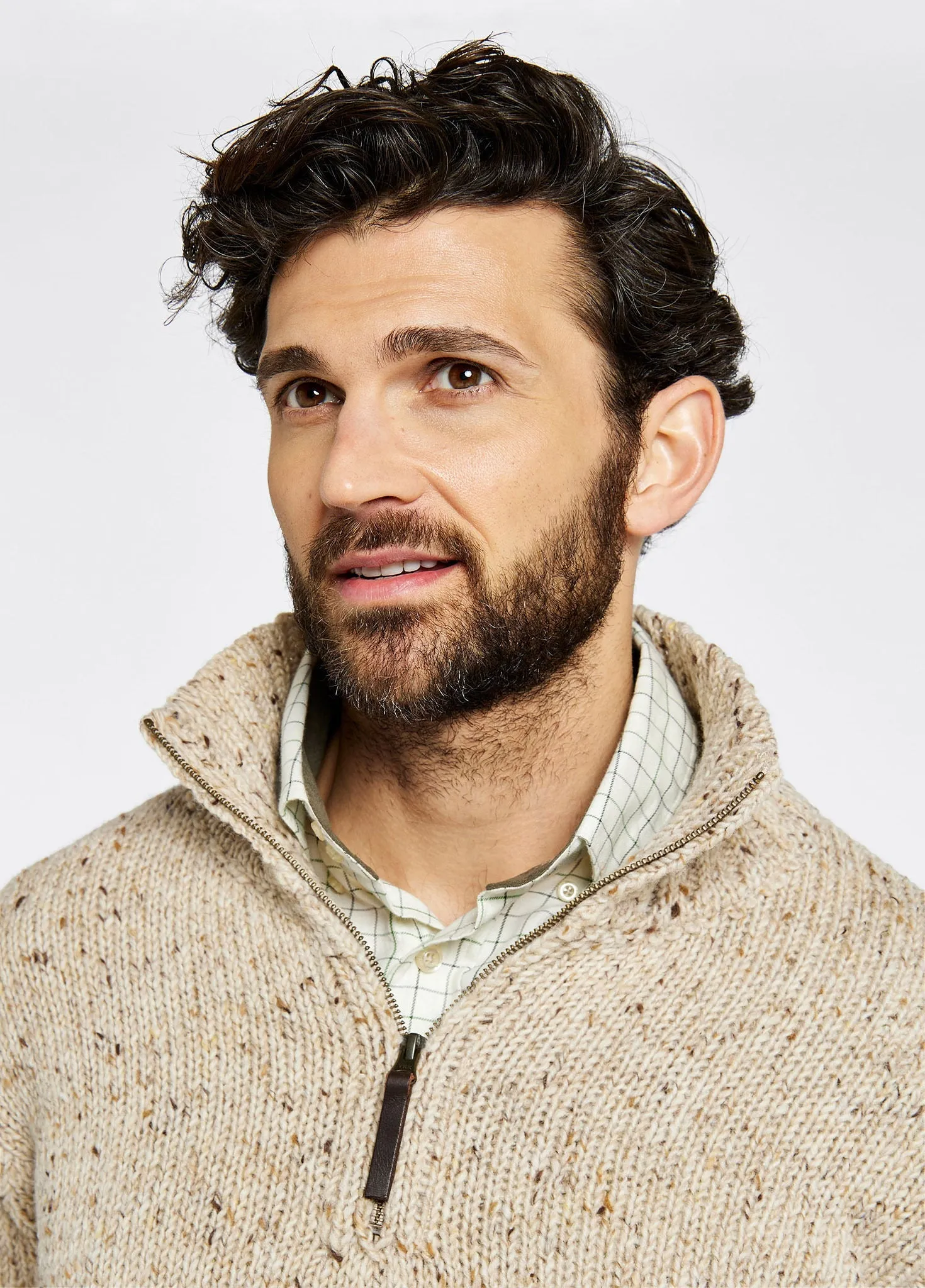 Callaghan Men’s Irish Knit Donegal Sweater - Stone