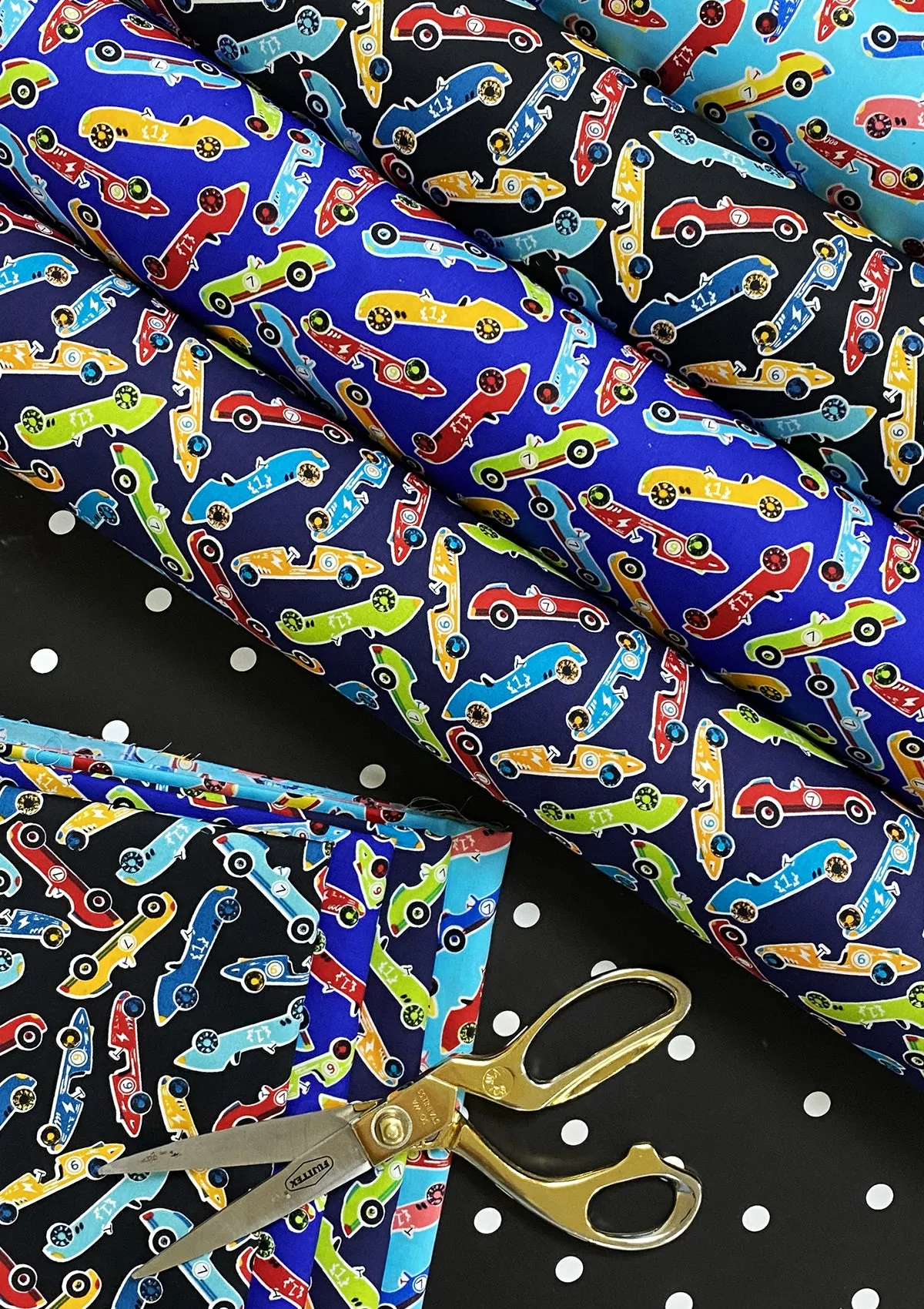 Cars Cotton Printed Fabric 45" Wide Sports Racing Cars 100% Craft Poplin Dressing Material D#203 - Sky Blue