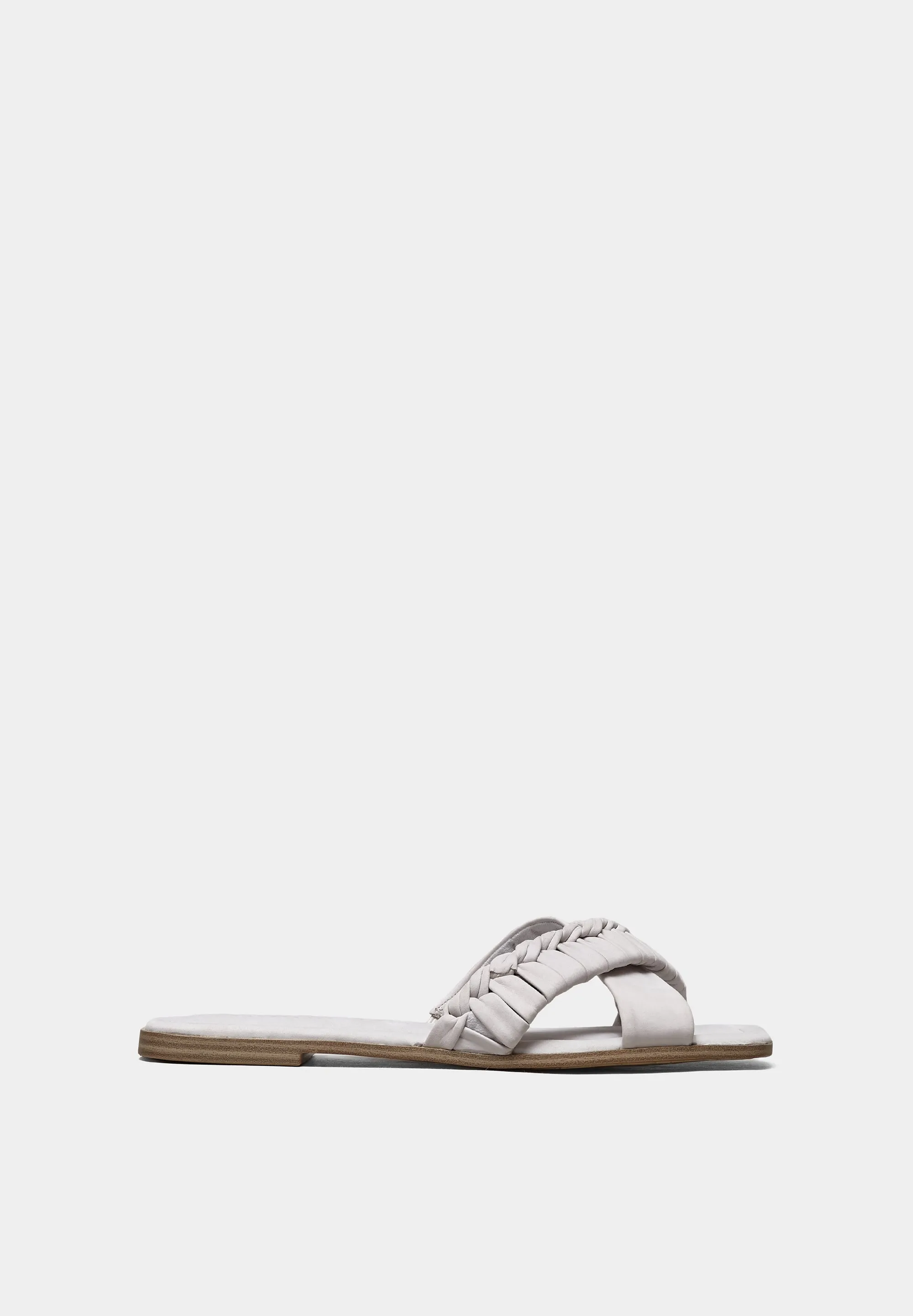 Estepona Cross Strap Flat Sandals Light Grey