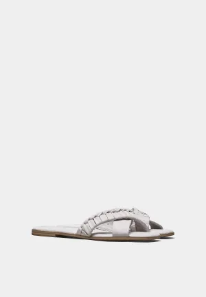 Estepona Cross Strap Flat Sandals Light Grey