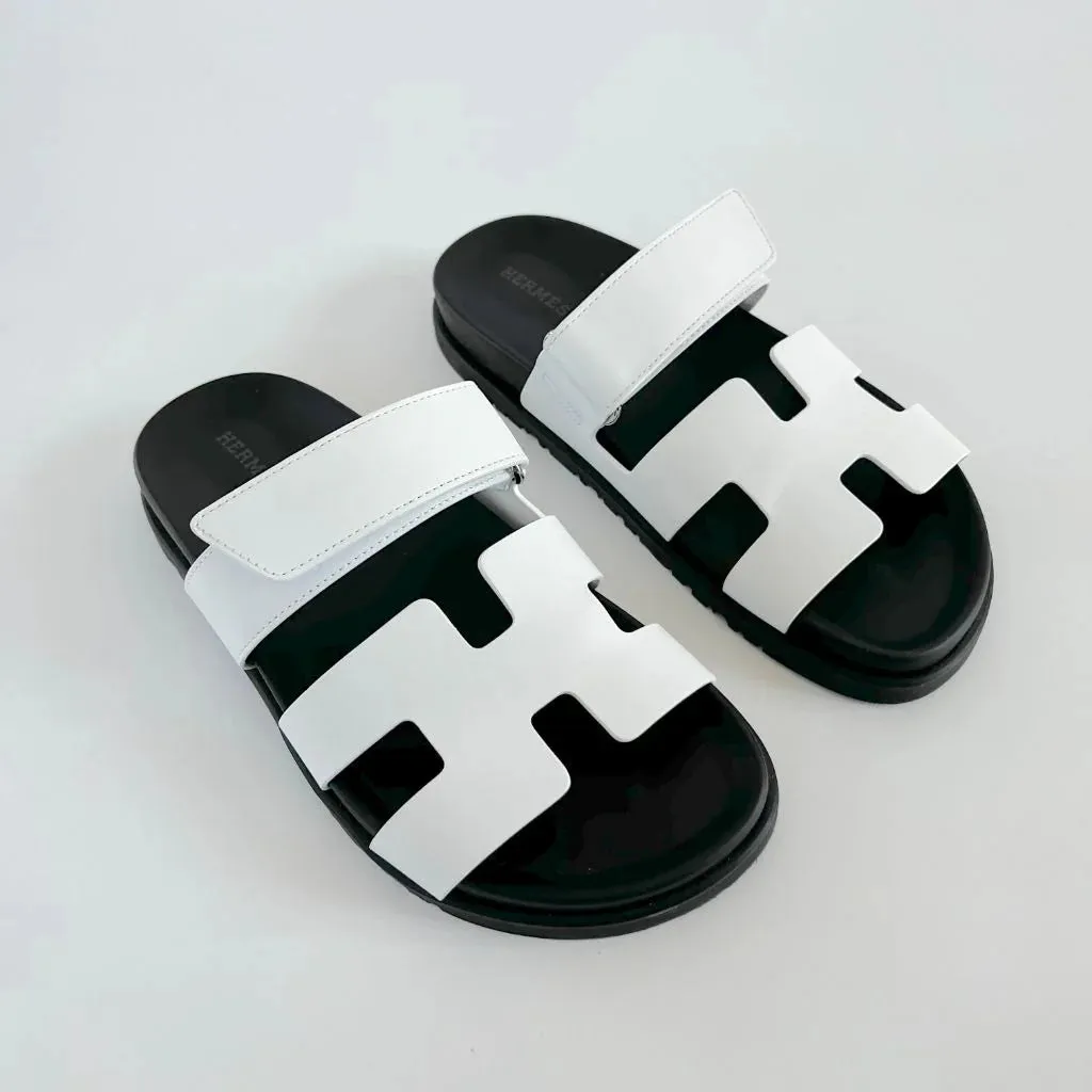 Hermes Chypre Sandals "White Leather"