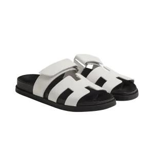 Hermes Chypre Sandals "White Leather"