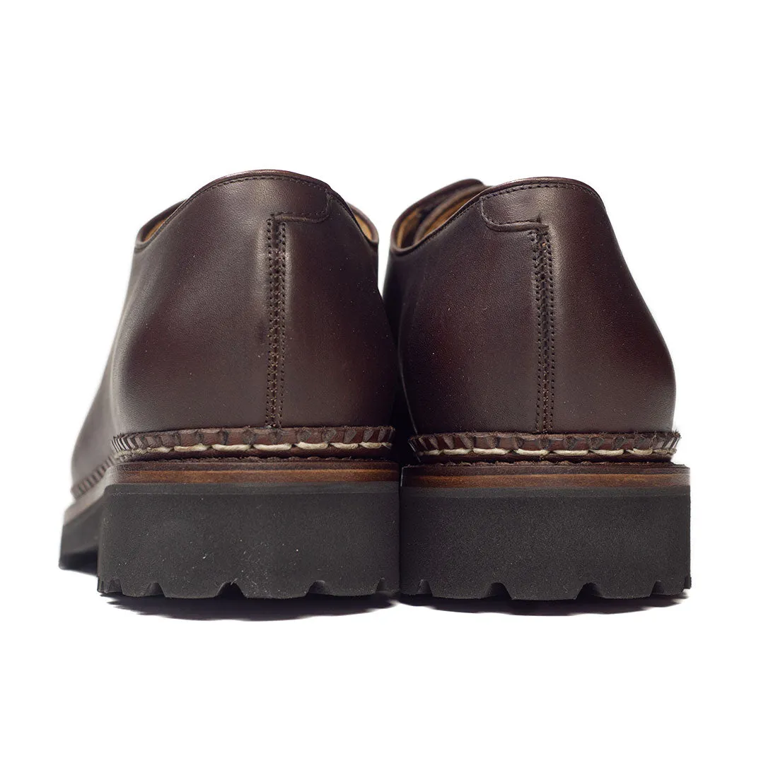 Meleze split-toe shoe in dark brown leather, Vibram lug sole