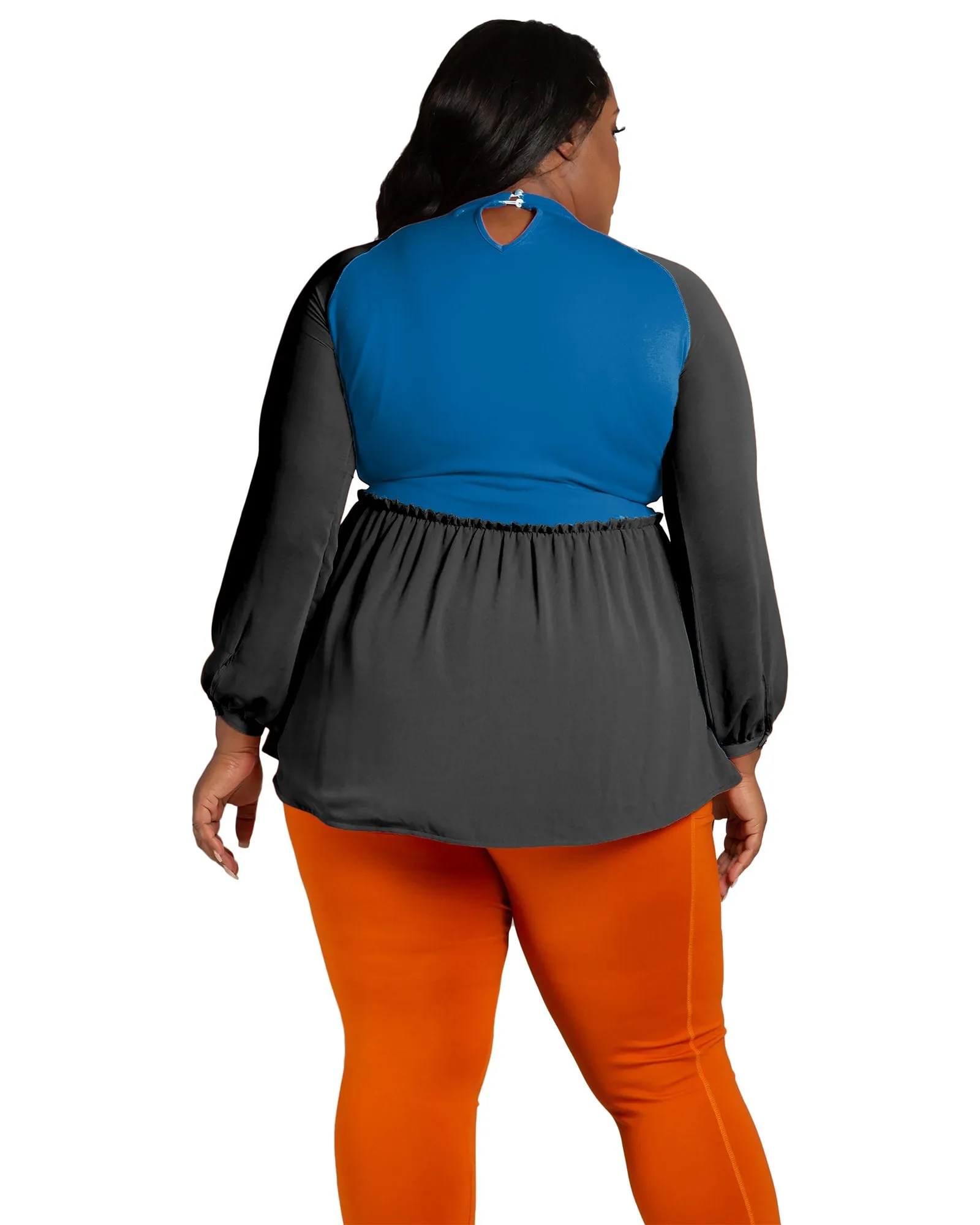 Melrose Mock Neck Peplum Top | Turquoise