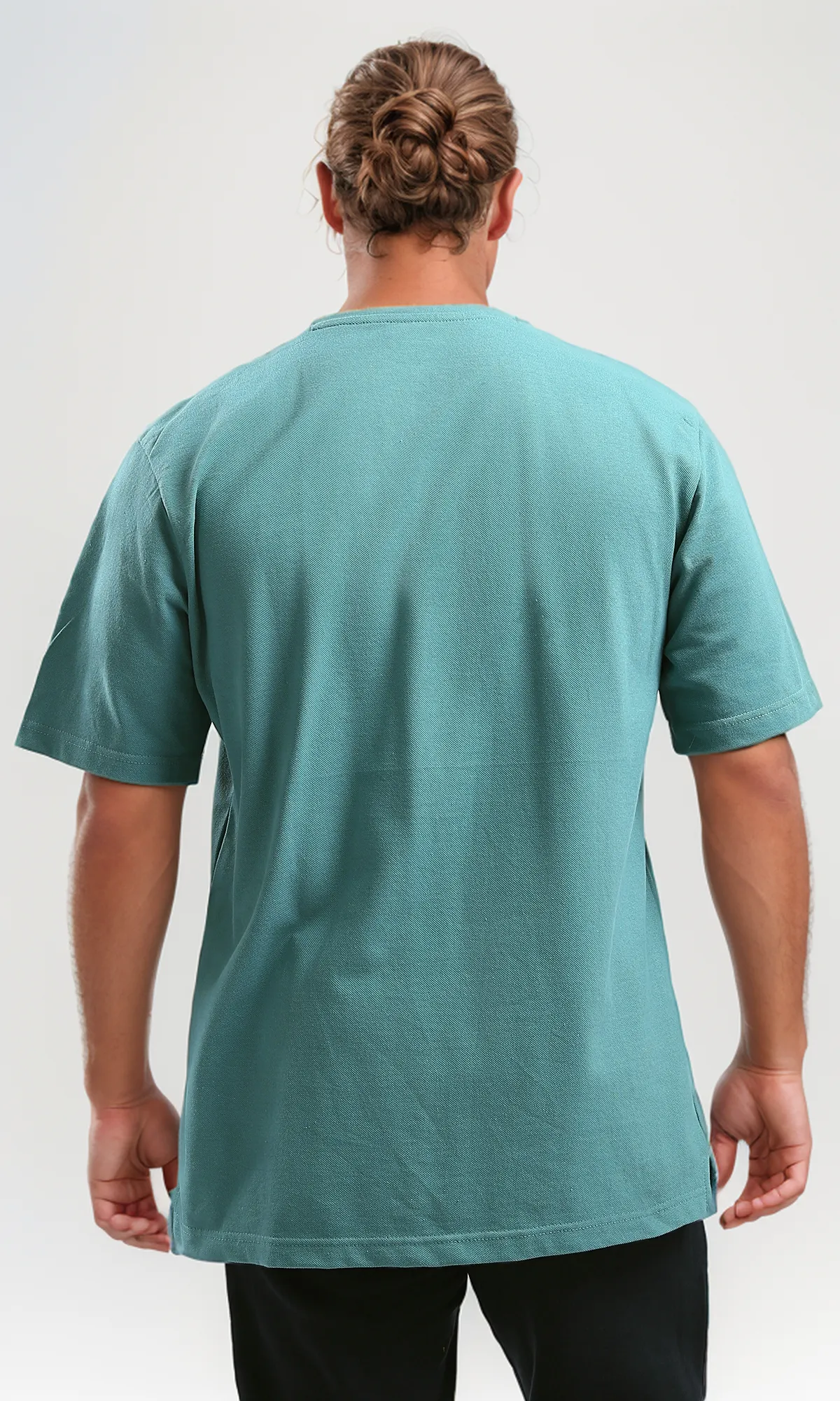 O189613 Dark Mintgreen Relaxed Fit Solid Basic Tee