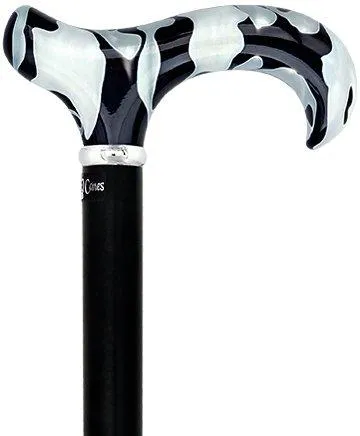Pearlescent Acrylic Handle - Black Onyx Derby Cane