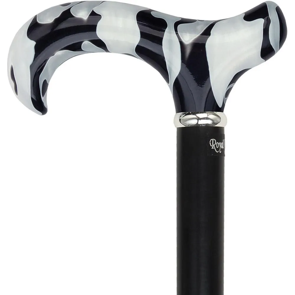 Pearlescent Acrylic Handle - Black Onyx Derby Cane