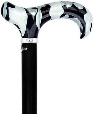 Pearlescent Acrylic Handle - Black Onyx Derby Cane