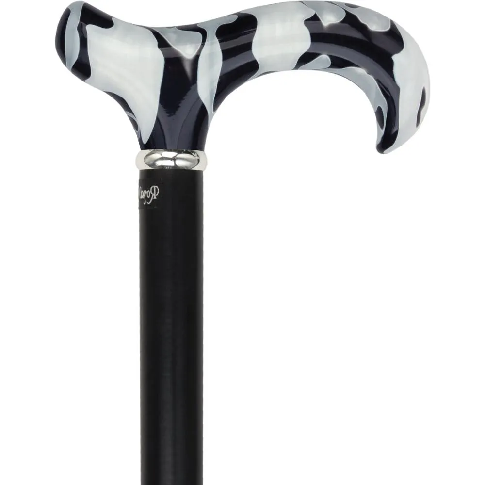 Pearlescent Acrylic Handle - Black Onyx Derby Cane