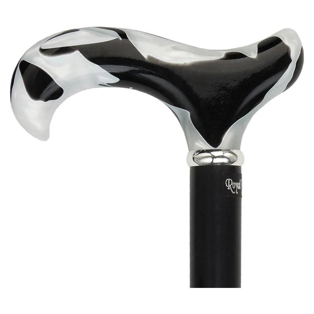 Pearlescent Acrylic Handle - Black Onyx Derby Cane