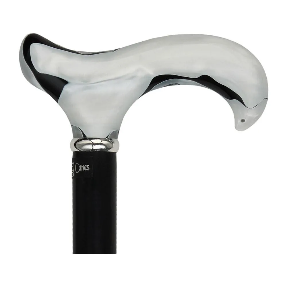 Pearlescent Acrylic Handle - Black Onyx Derby Cane