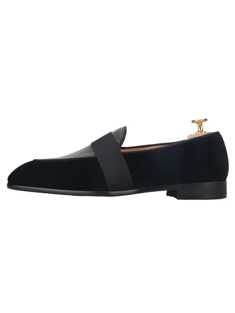 Pilgida Italian Design Handmade Ribbon Men's Loafers Shoes Patchwork Style Velvet Moccasins