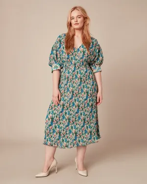Pleated Georgette Dress | BLUE