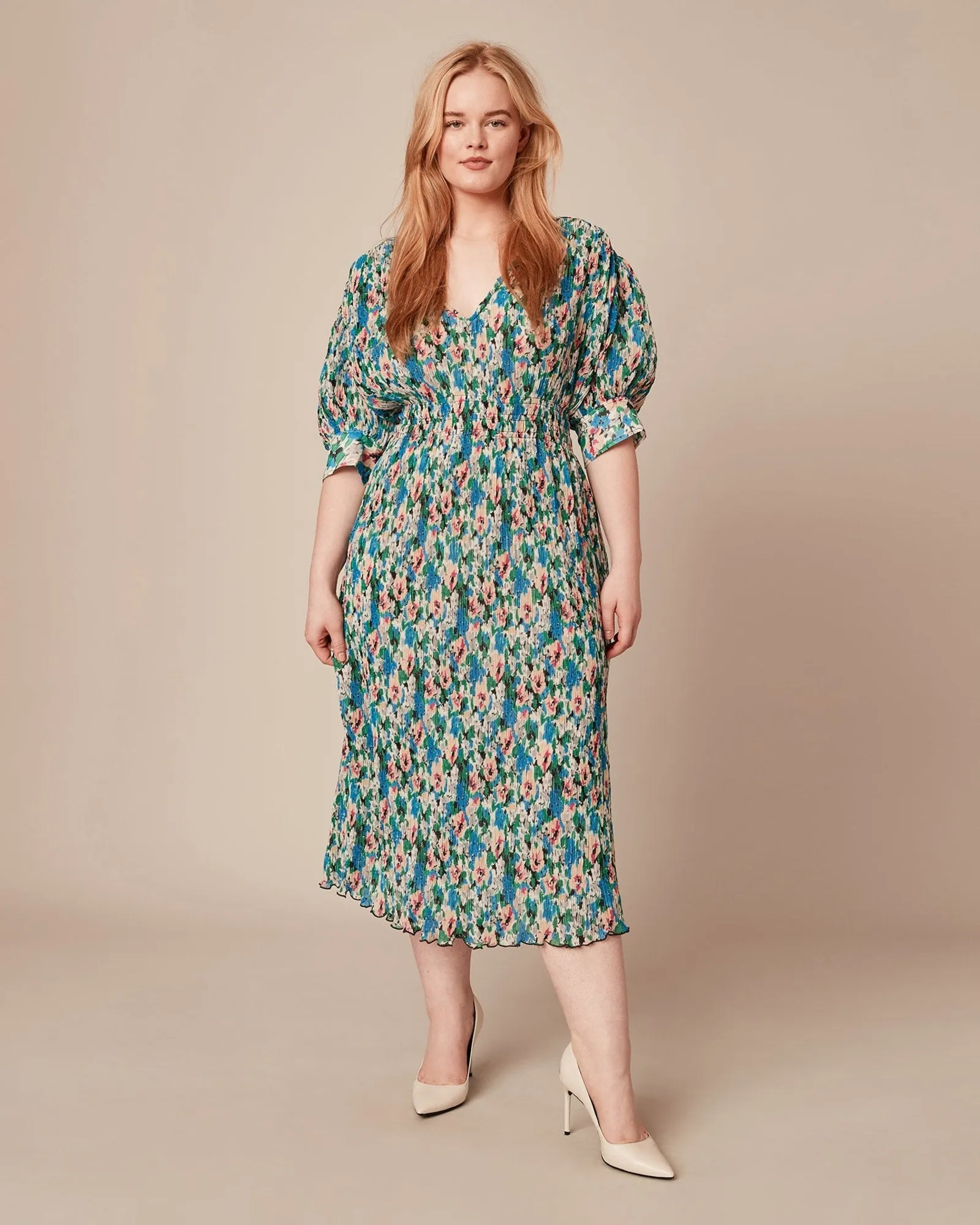 Pleated Georgette Dress | BLUE