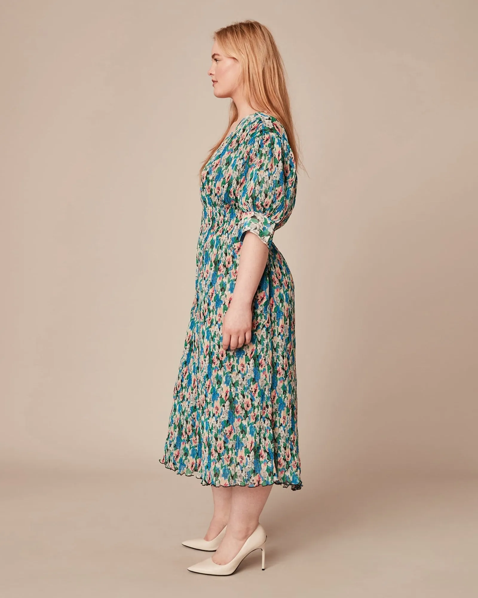 Pleated Georgette Dress | BLUE