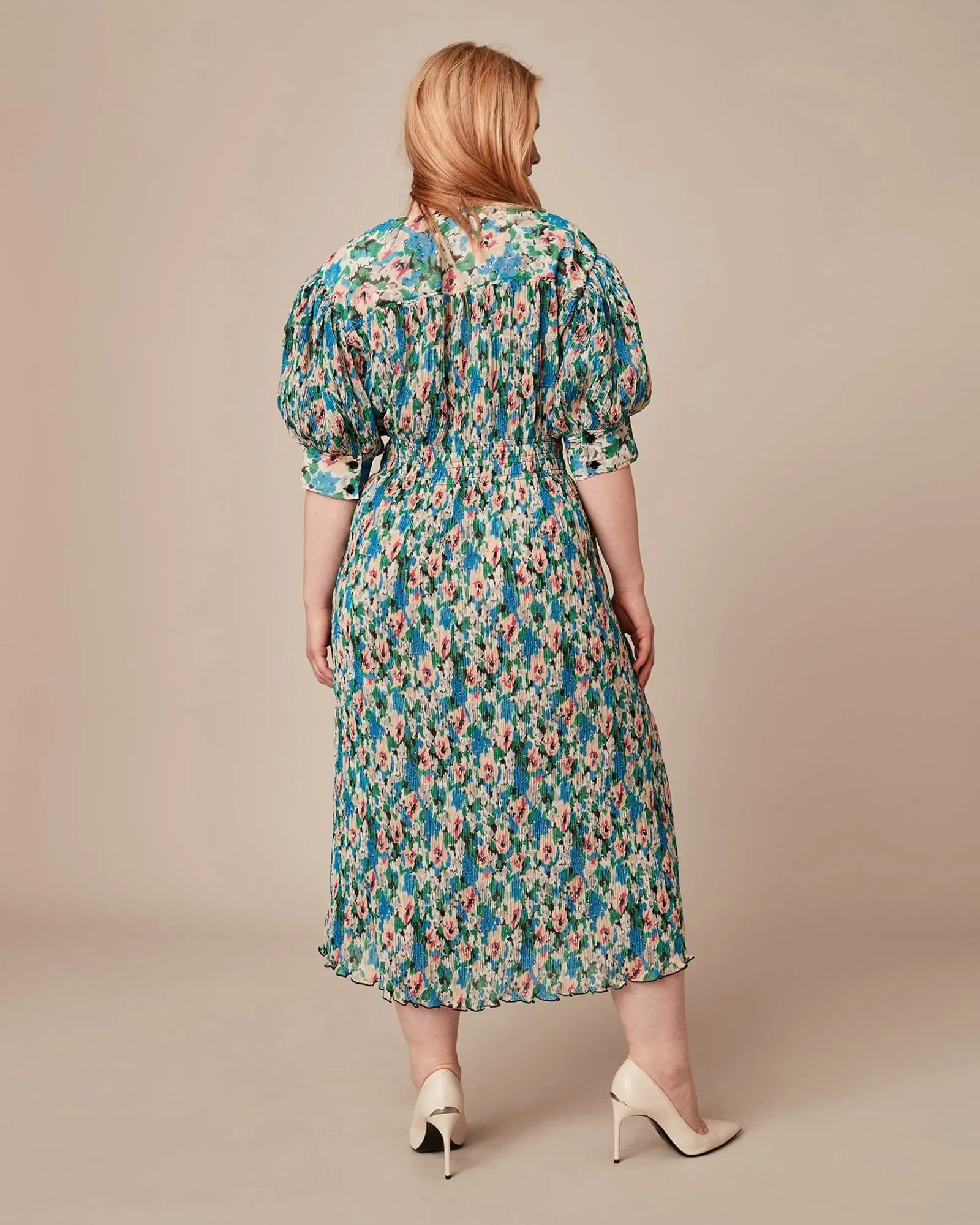 Pleated Georgette Dress | BLUE