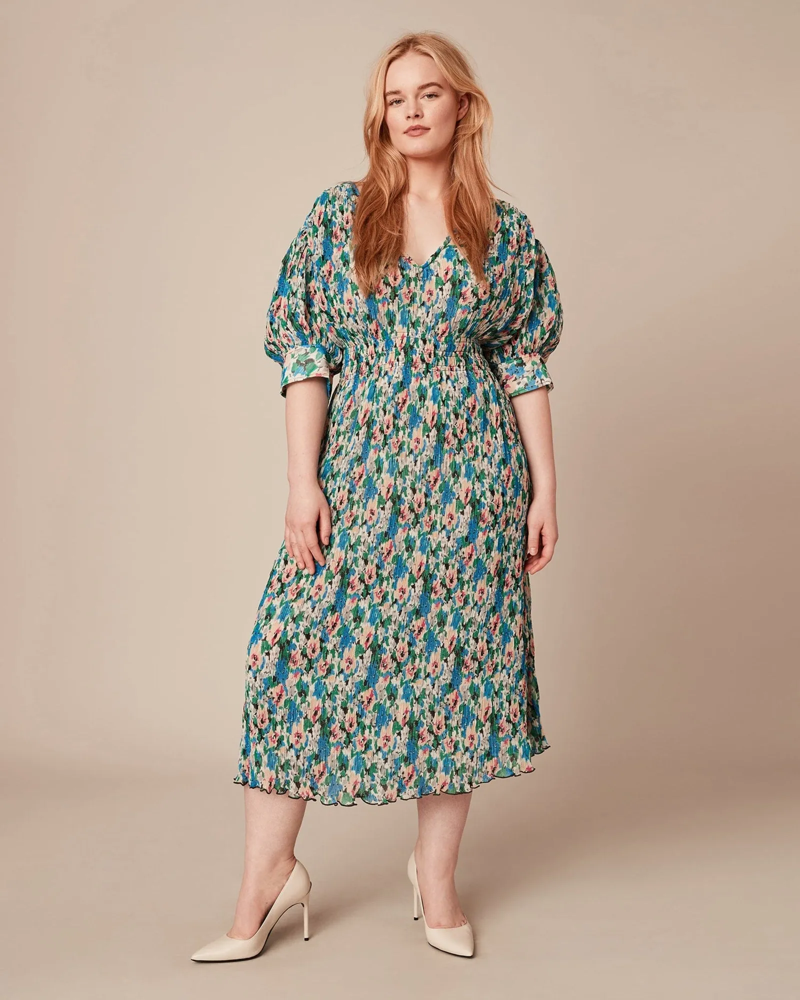 Pleated Georgette Dress | BLUE