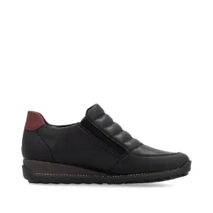 Rieker Women's Dual Zip Dress Boots- Black/ Wine