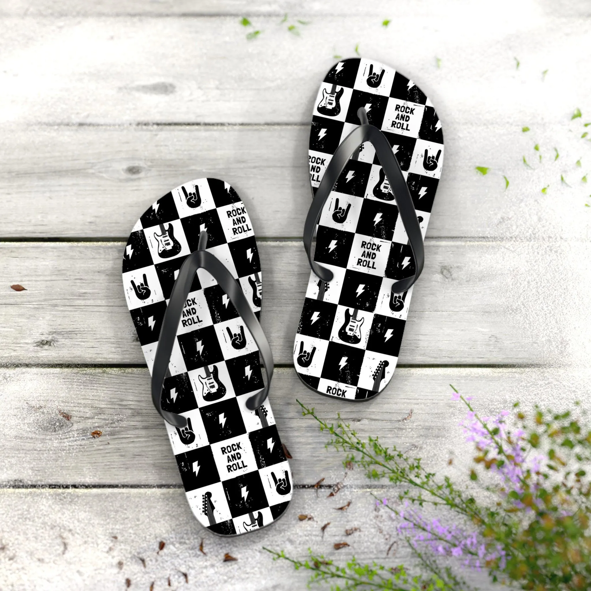 Rock And Roll Squares Flip Flops