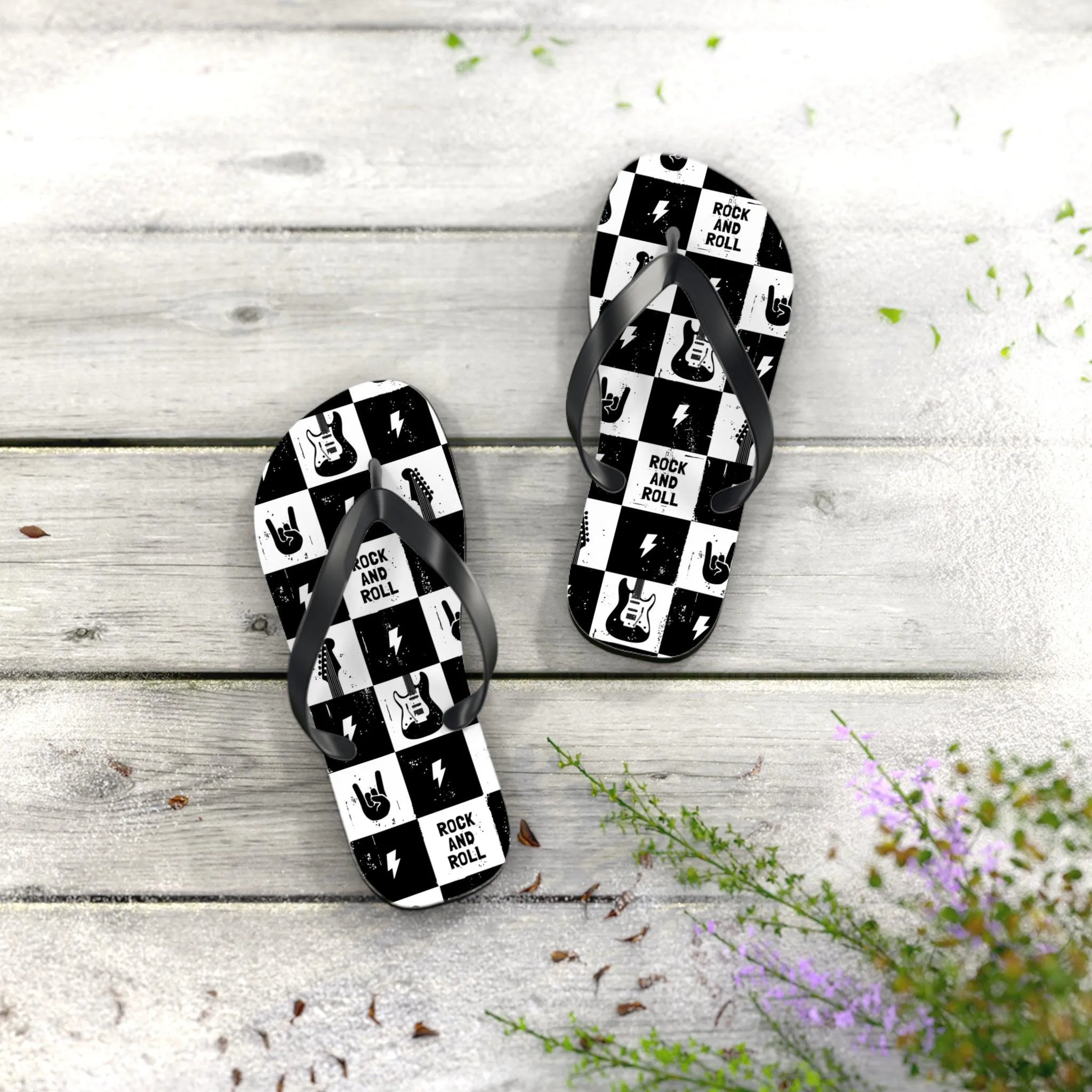 Rock And Roll Squares Flip Flops