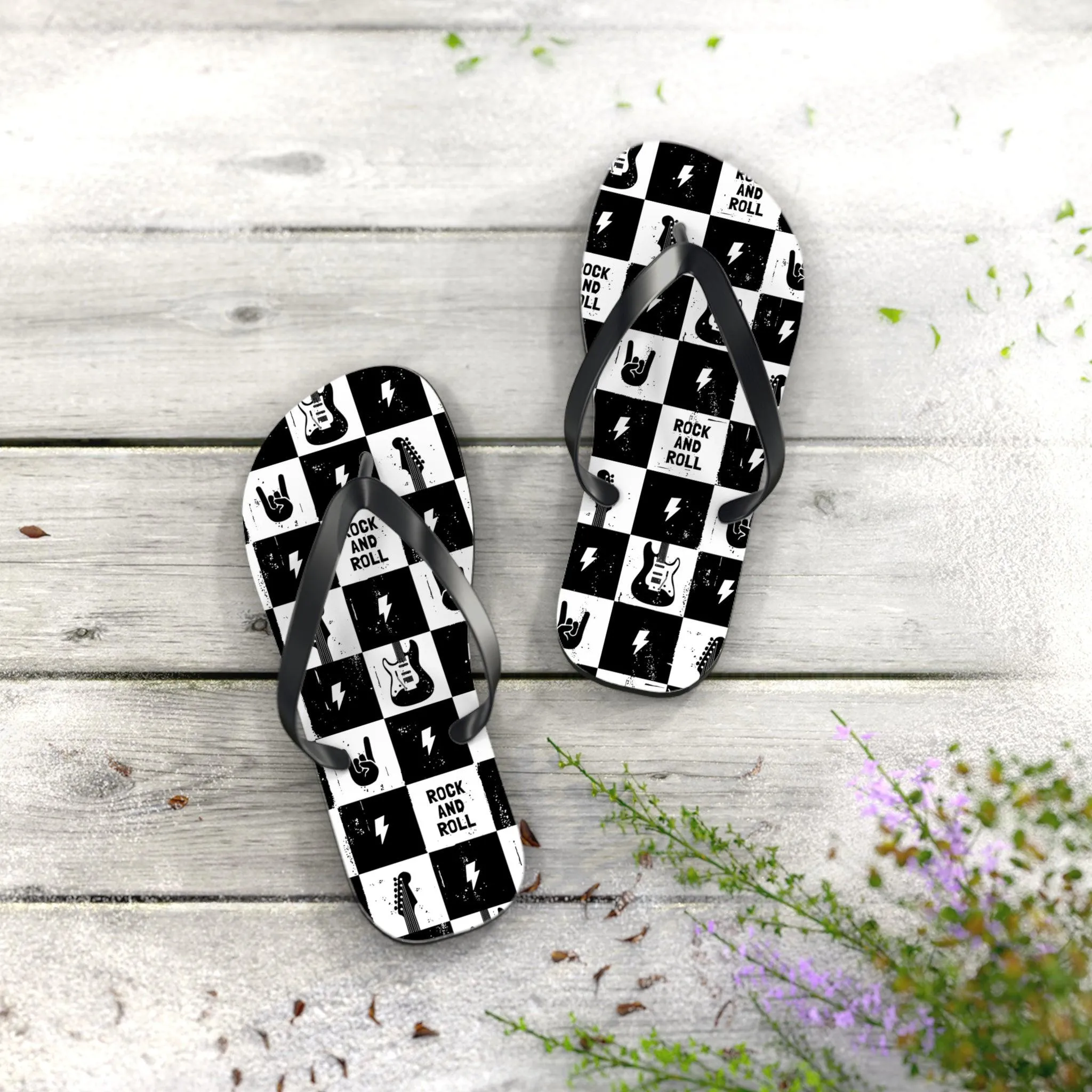 Rock And Roll Squares Flip Flops