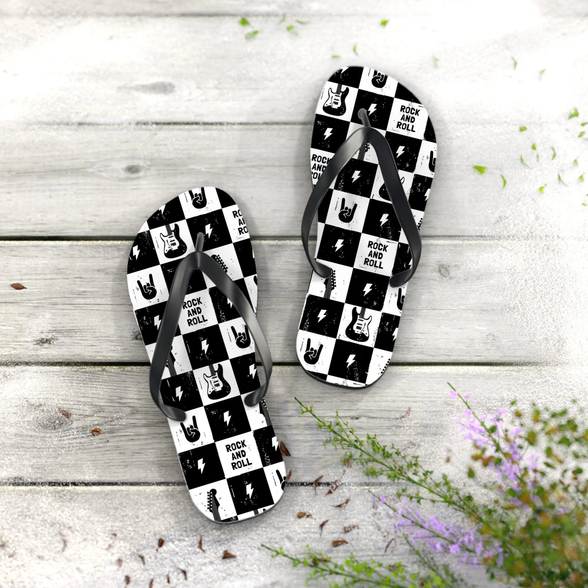Rock And Roll Squares Flip Flops