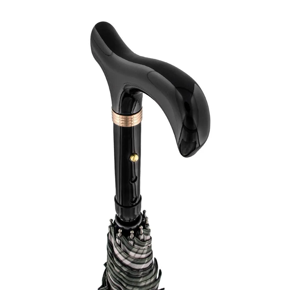 Scratch and Dent Plaid Umbrella Derby Adjustable Walking Cane w/ Auto Spring V1822