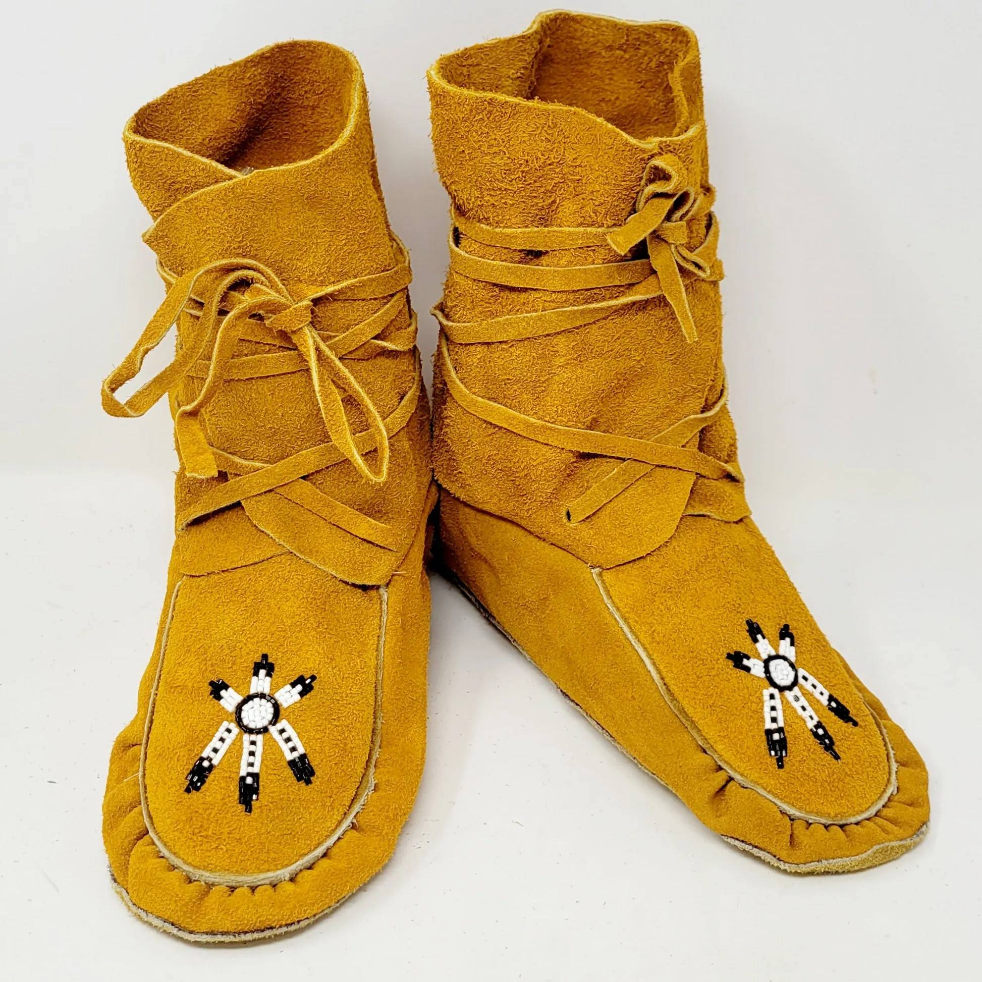 Sharon R Black & White Sun Adult Wraparound Moccasins