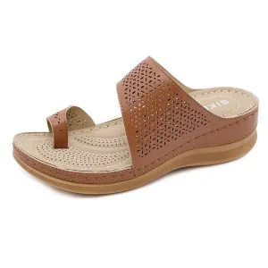 SIKETU | Wedge Flip Flop Sandals With Petal Hollow