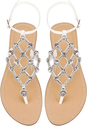 White Diamond Sequin Rhinestone Sparkle Fashion Sandals
